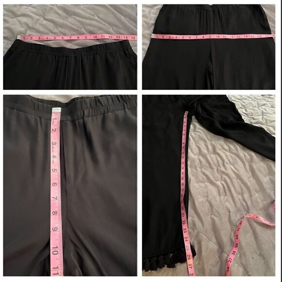 Club Monaco Tassel Trim Wide Leg Silk Ankle Pants Black 2 - Picture 5 of 5